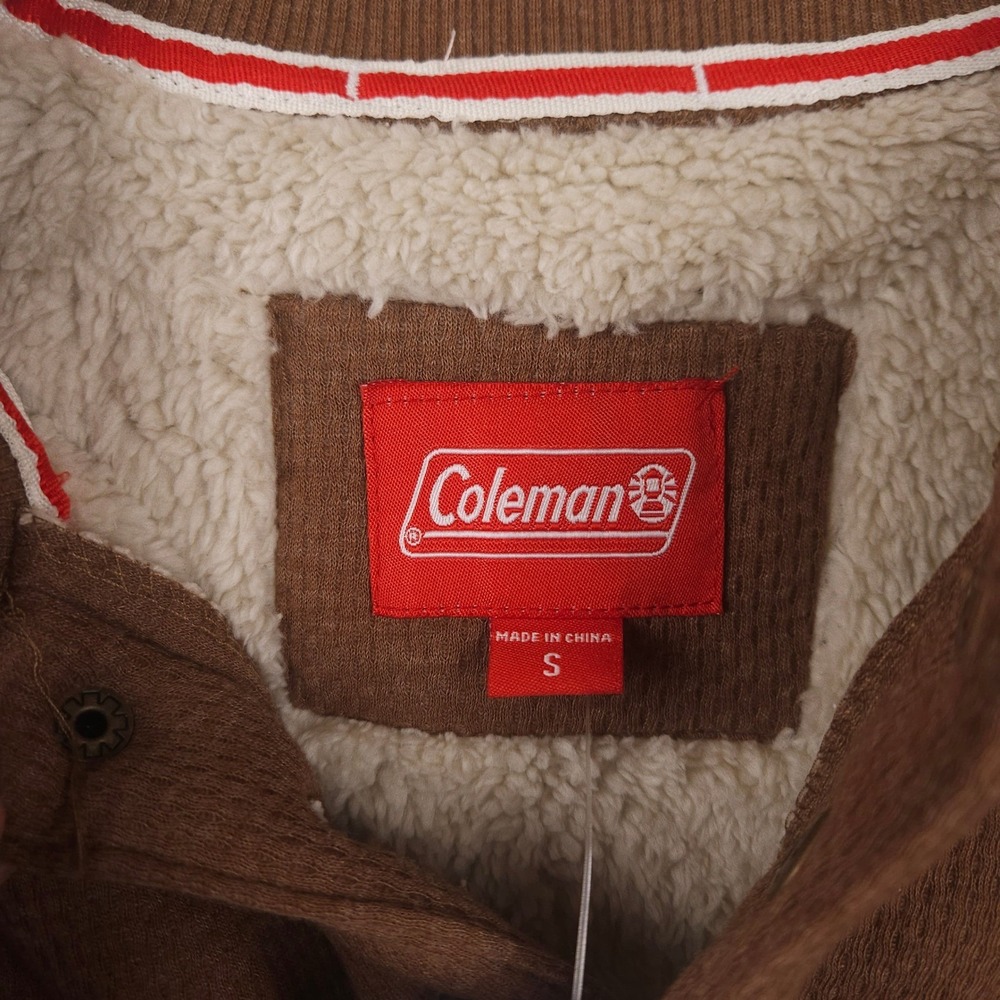Coleman Bonded Sherpa Lined Henley Shirt Men's Small Copper Waffle Knit Thermal - Picture 3 of 14